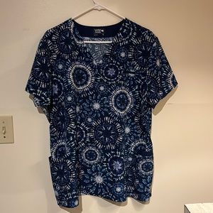 Xl blue printed scrub top by Sanibel scrubs